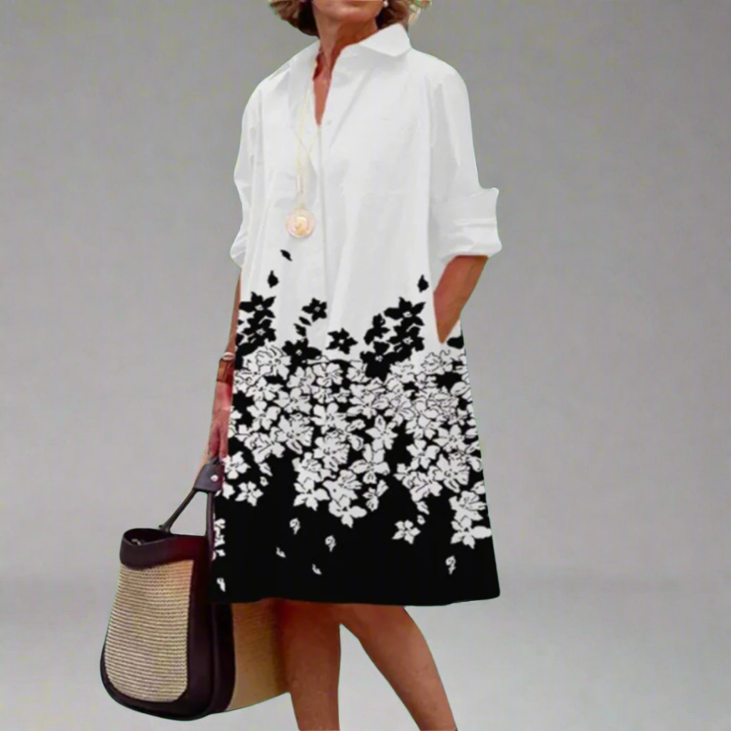 Zinnia - Robe midi à manches longues à imprimé floral pour femmes