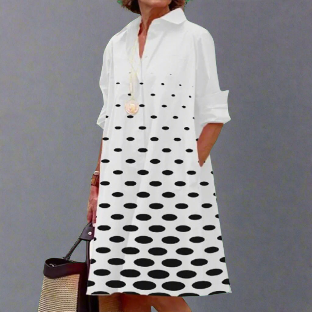 Rhea - Robe Chemise Classique Rétro à Boutons