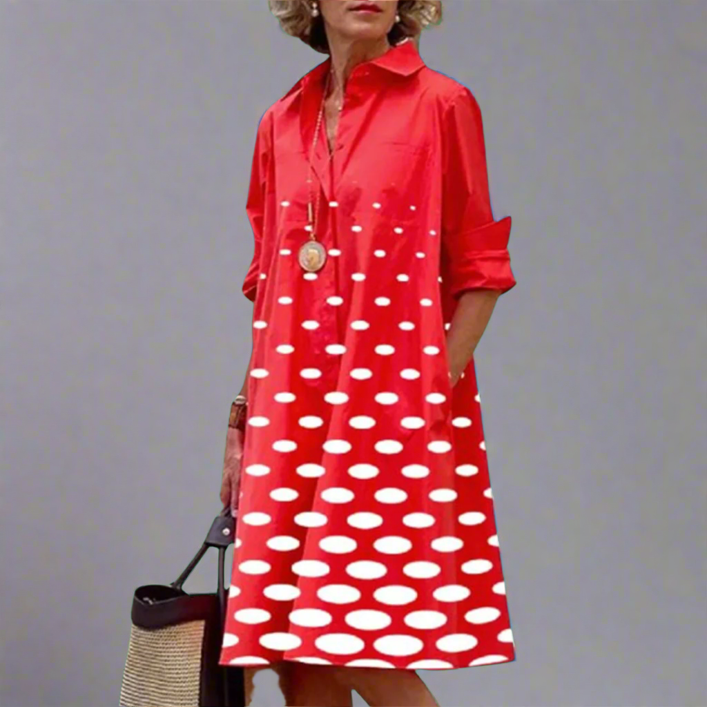 Zosia - Robe à manches longues rétro pour femmes avec poches