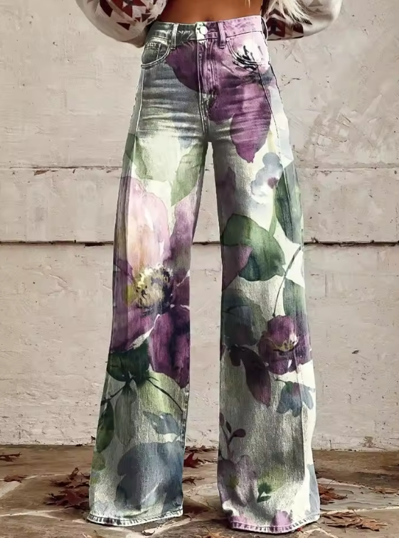 Flora | Pantalon Aquarelle à Fleurs Douces