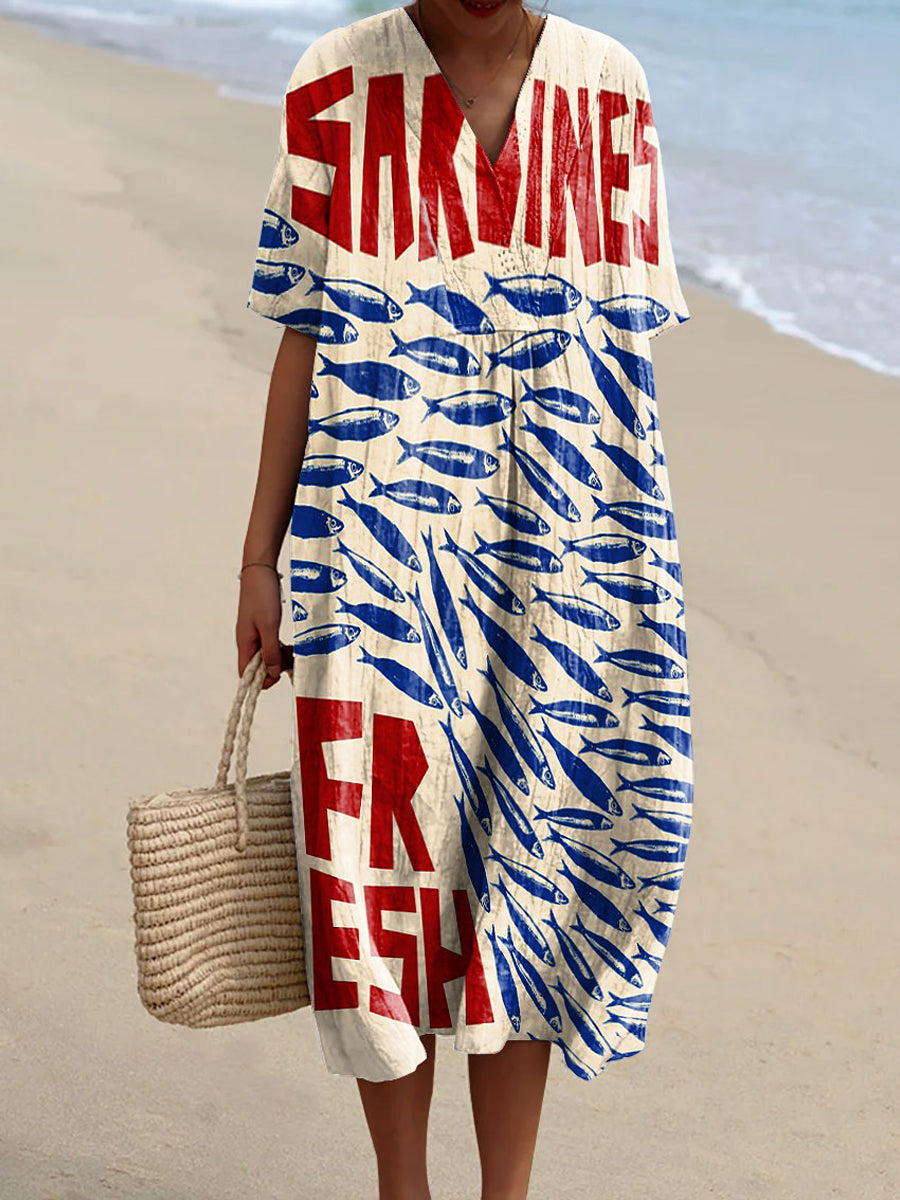 Marcia | Robe avec Imprimé Sardines