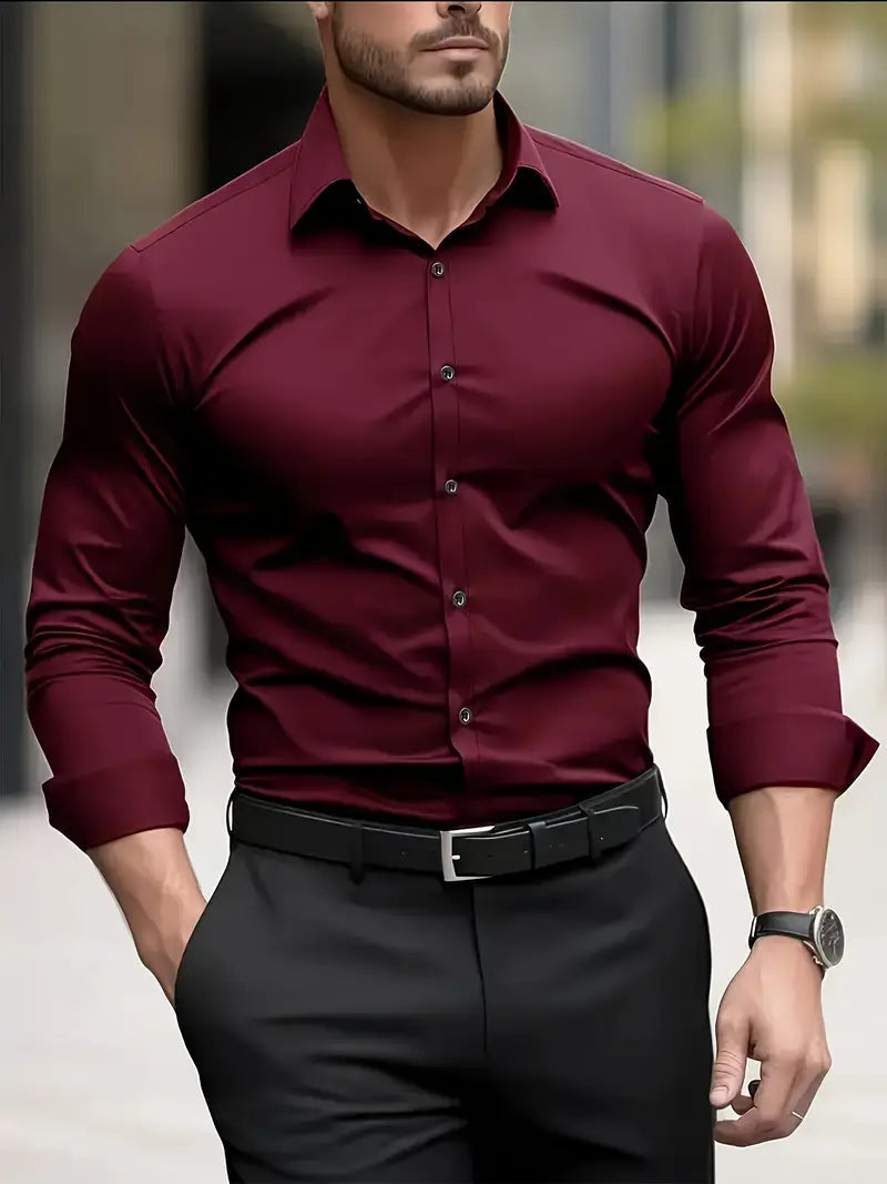 Chemise homme à manches longues | Coupe ajustée moderne Adrian