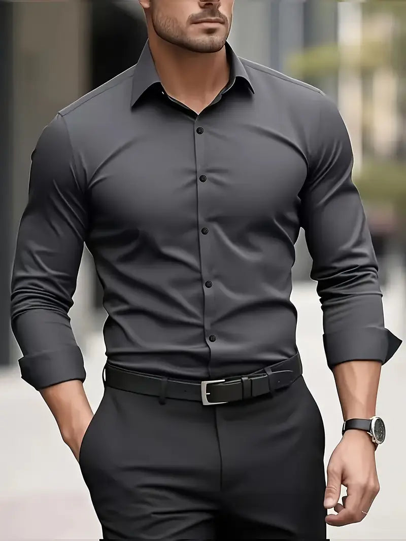 Chemise homme à manches longues | Coupe ajustée moderne Adrian