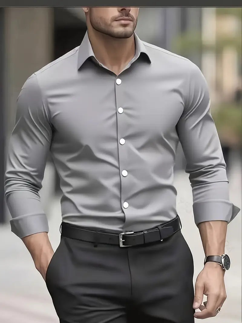 Chemise homme à manches longues | Coupe ajustée moderne Adrian