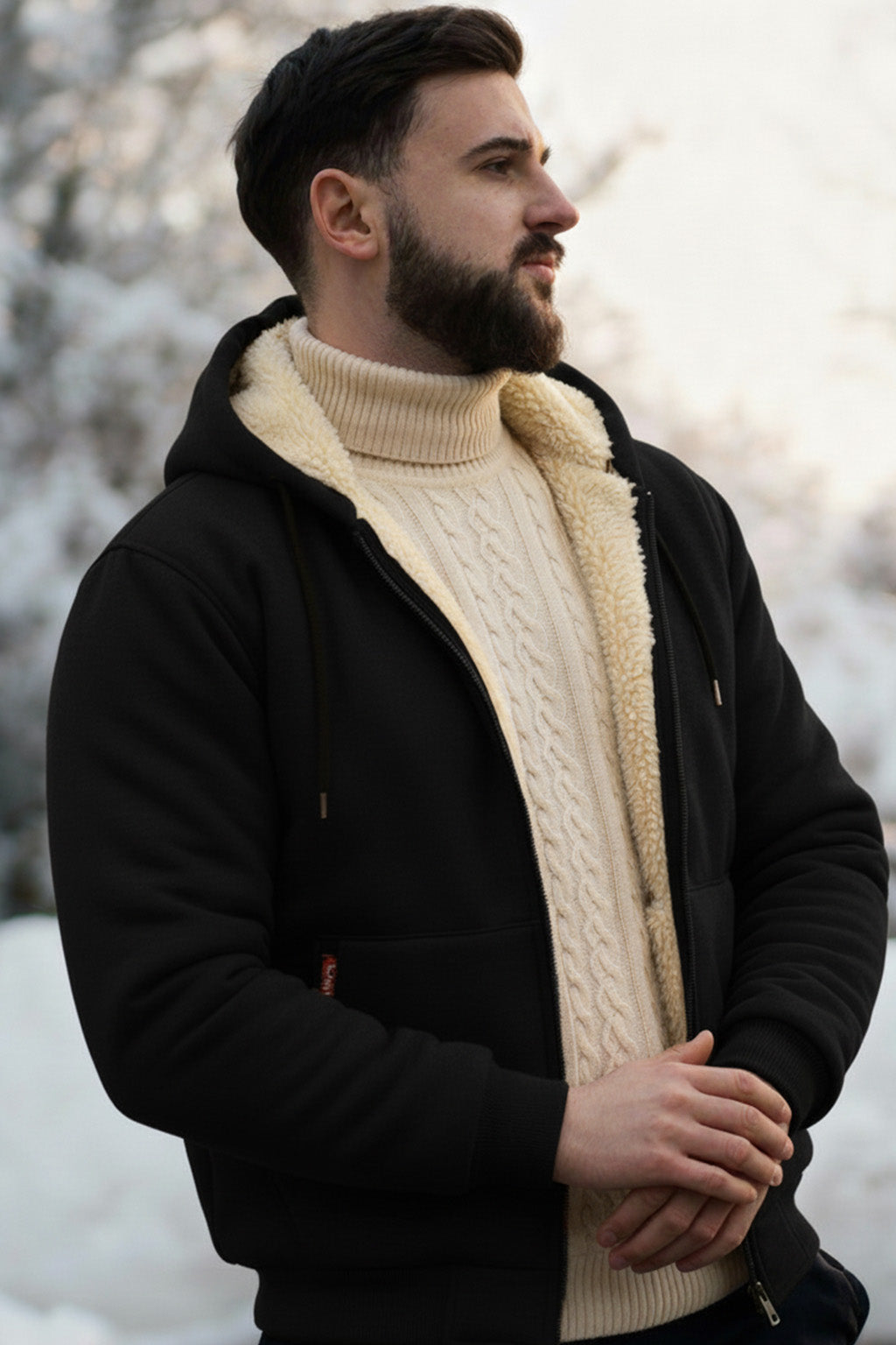 Veste à capuche zippée doublée en sherpa | Rémi