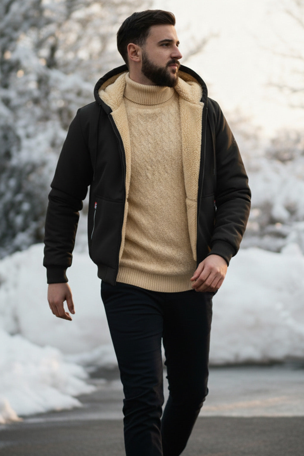 Veste à capuche zippée doublée en sherpa | Rémi