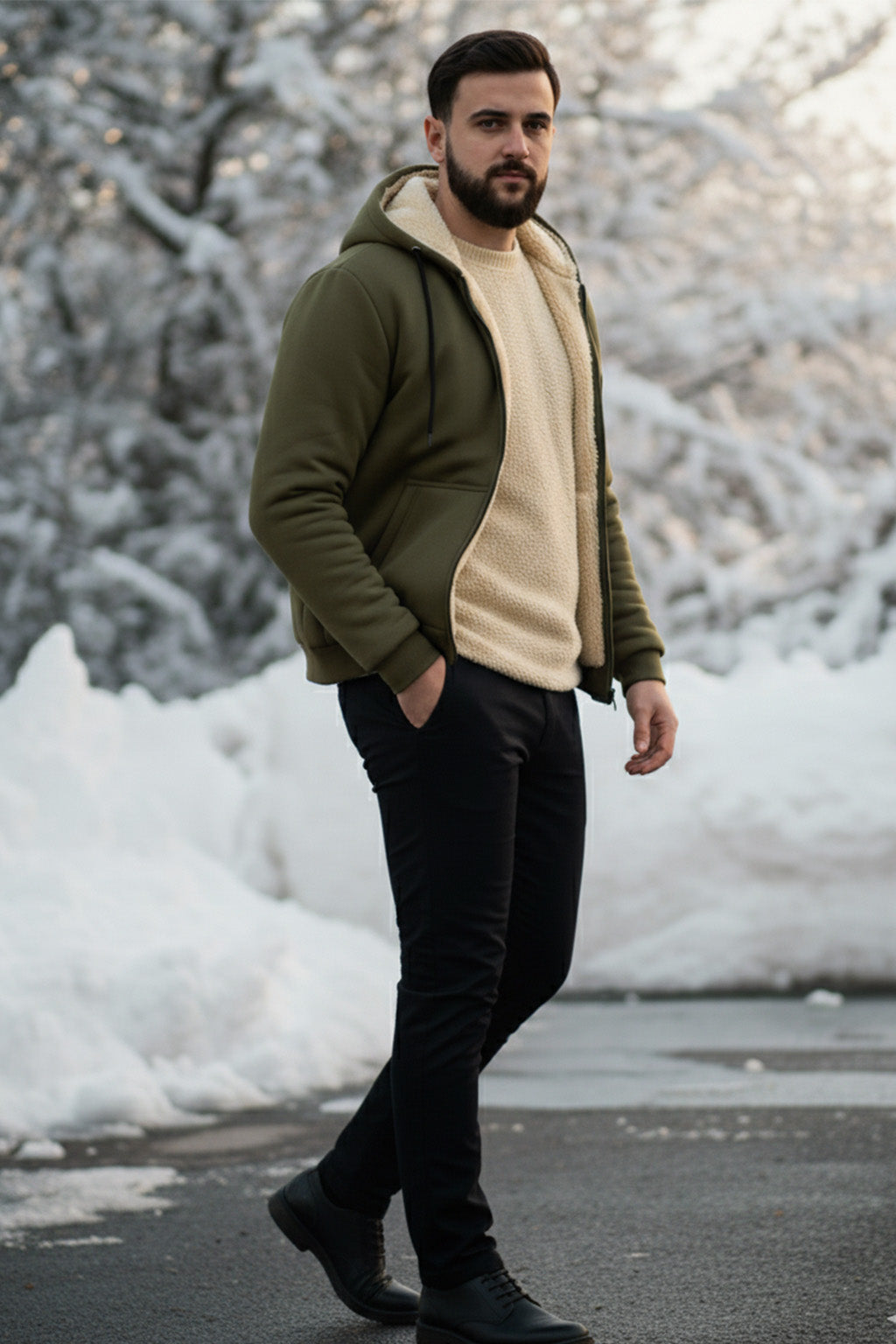 Veste à capuche zippée doublée en sherpa | Amaury