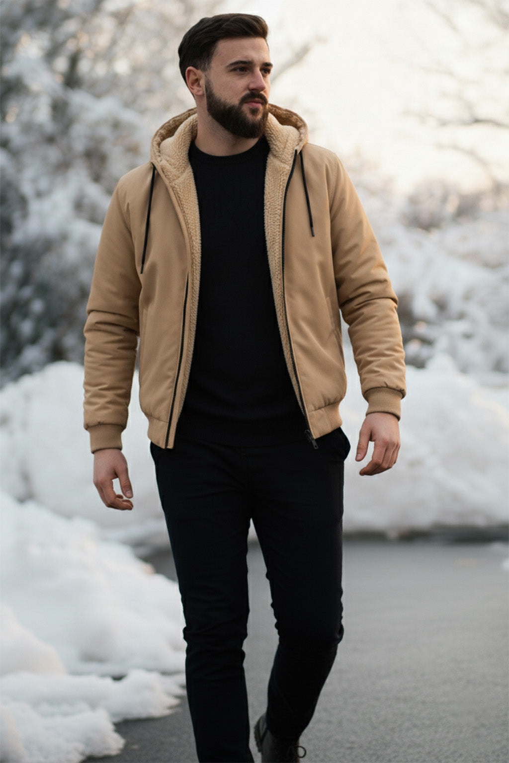 Veste à capuche zippée doublée en sherpa | Théo