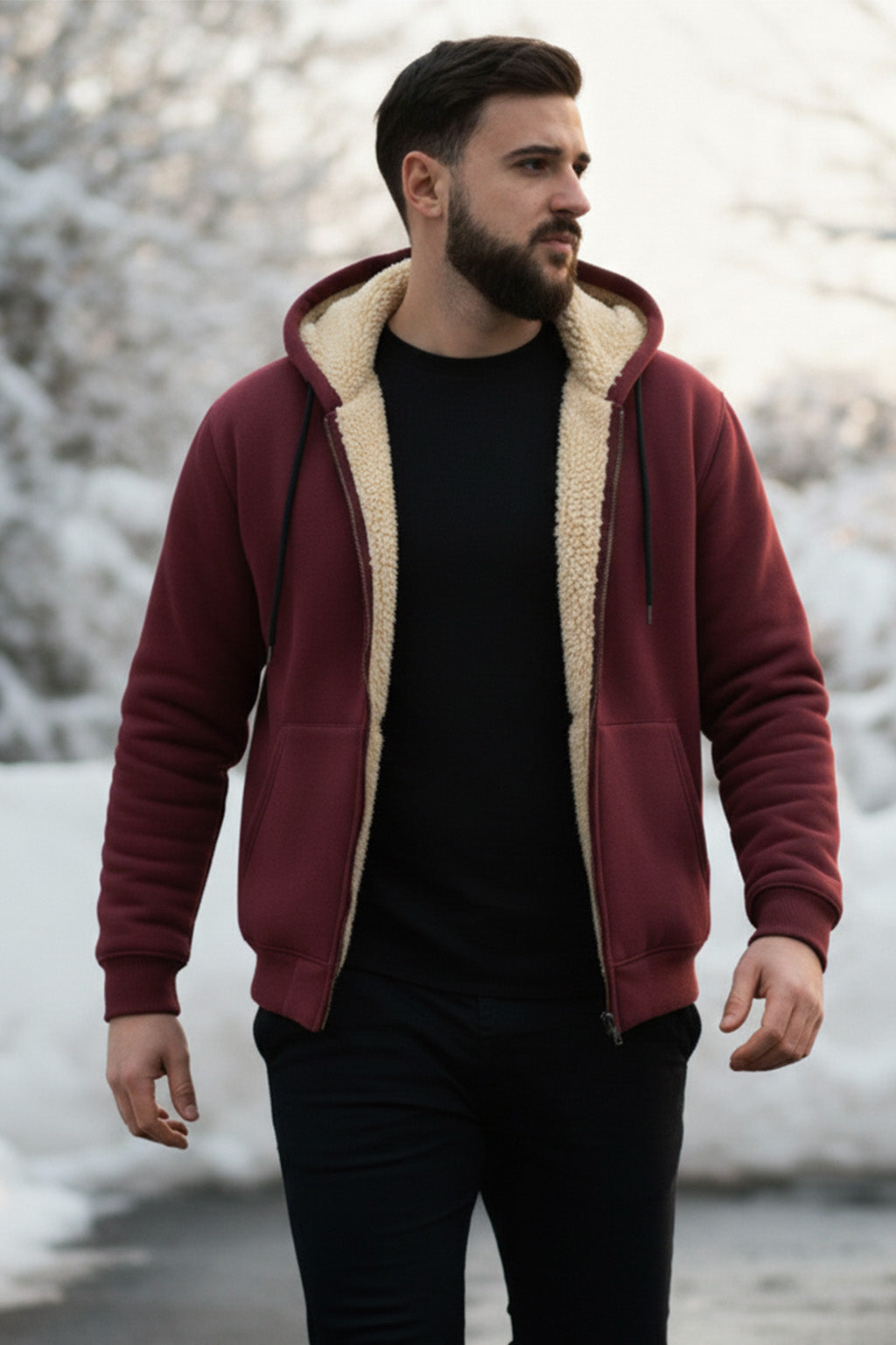 Veste à capuche zippée doublée en sherpa | Noé