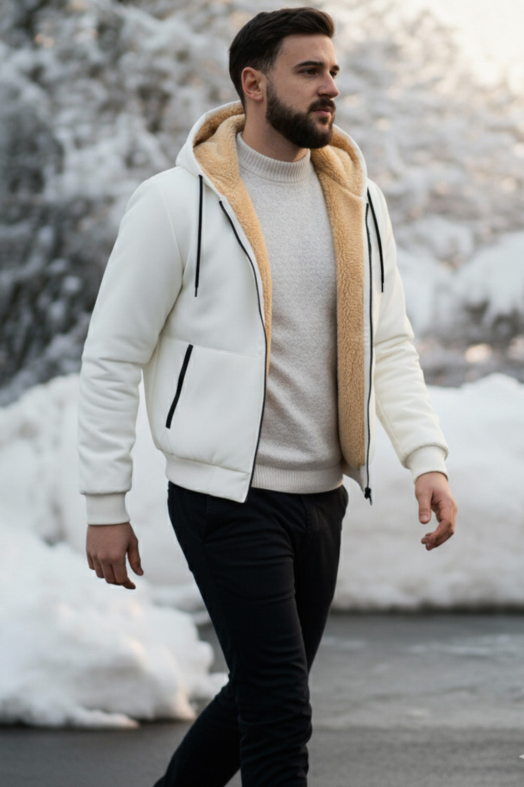 Veste à capuche zippée doublée en sherpa | Julien