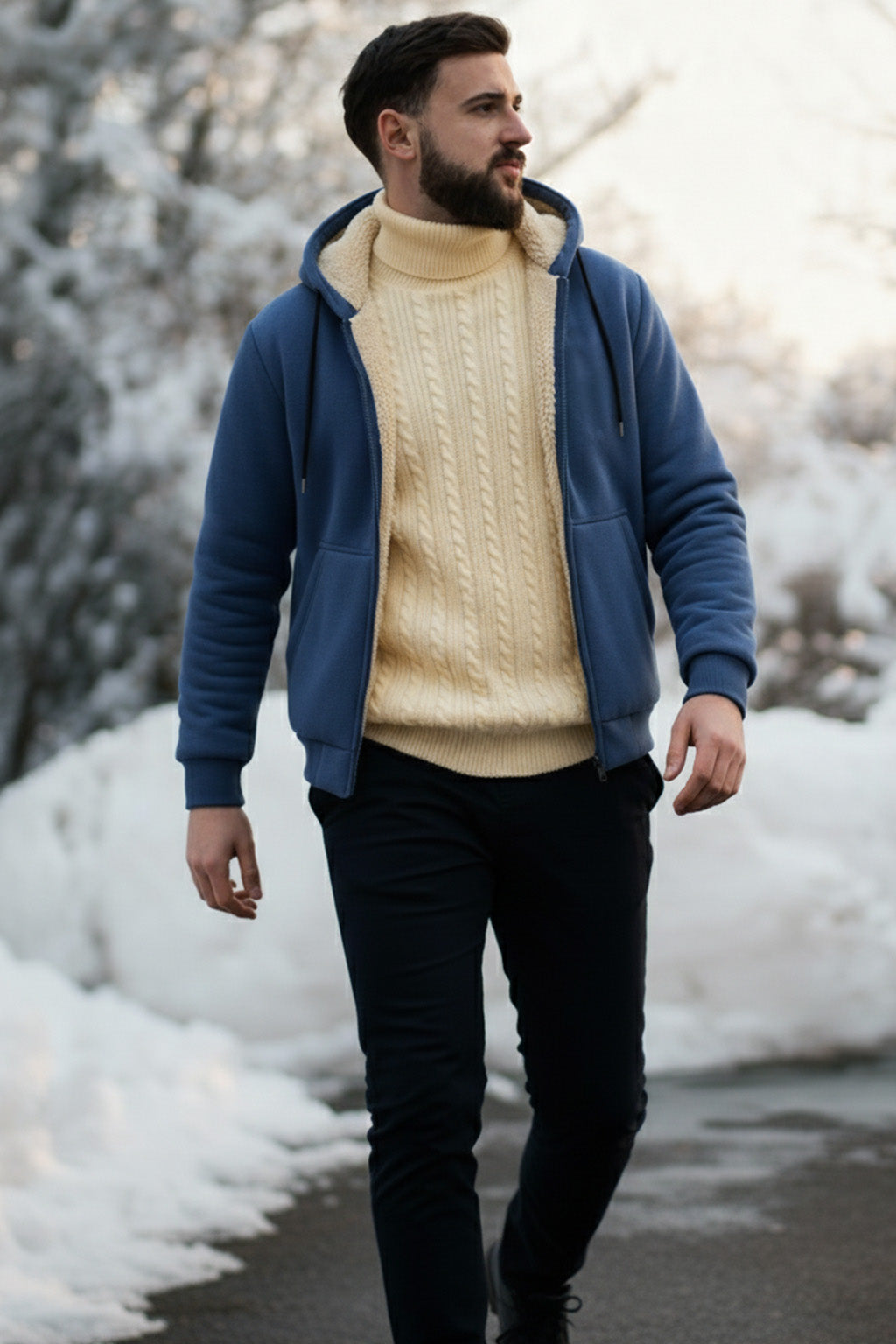 Veste à capuche zippée doublée en sherpa | Lucien