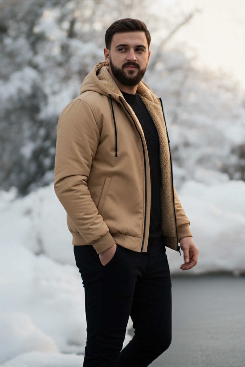 Veste à capuche zippée doublée en sherpa | Théo