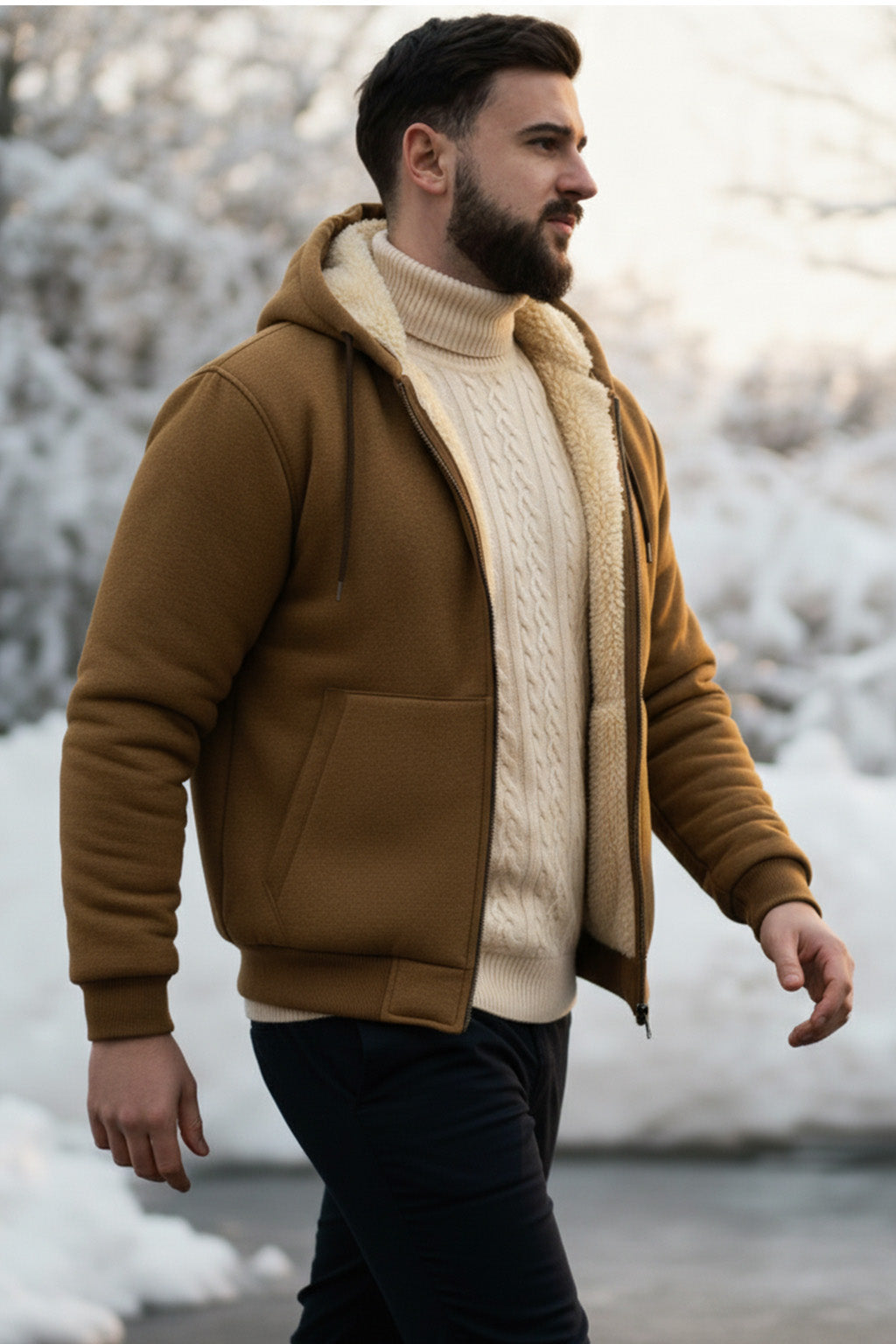 Veste à capuche zippée doublée en sherpa | Hugo
