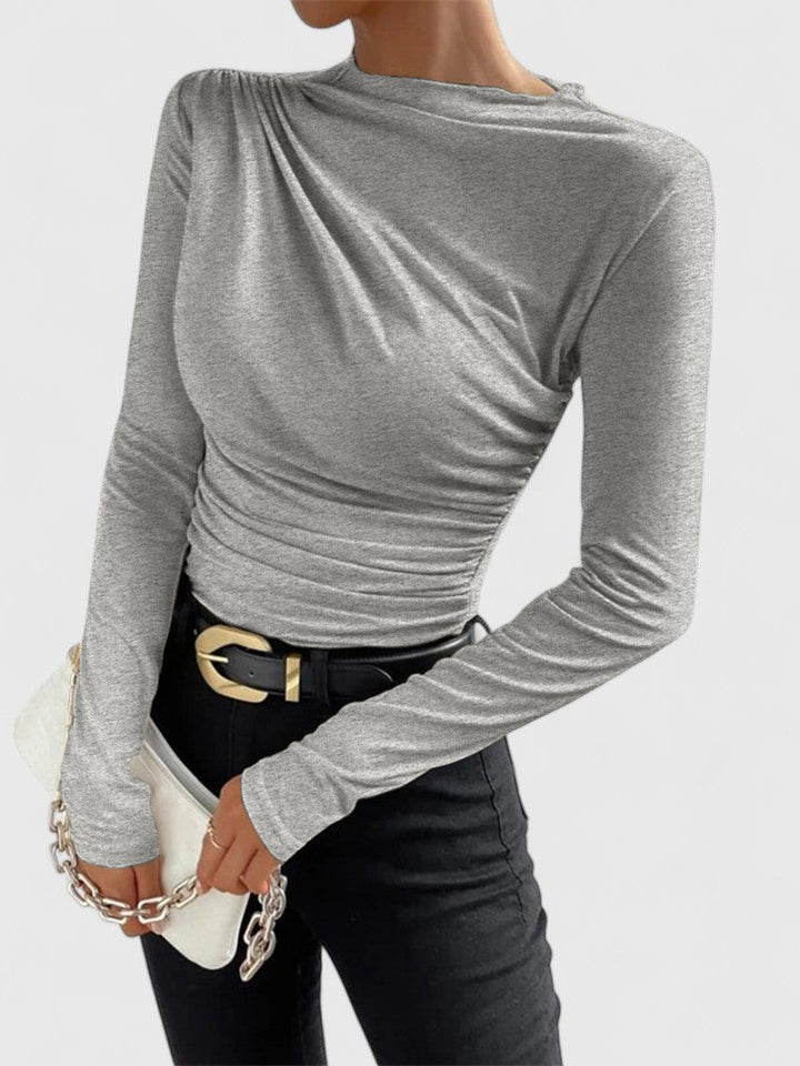 Blouse femme stretch col montant coupe ajustée usage quotidien