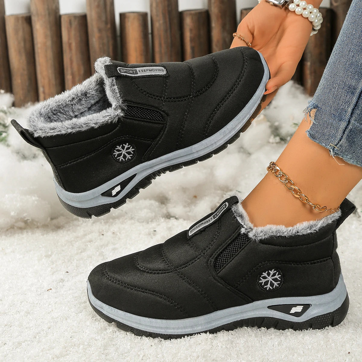 Bottes de neige chaudes en polaire pour femmes