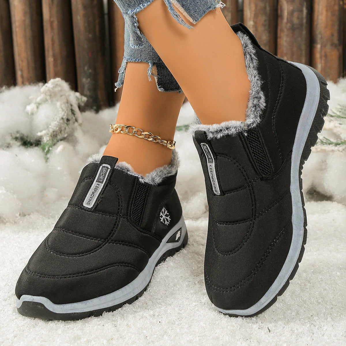 Bottes de neige chaudes en polaire pour femmes