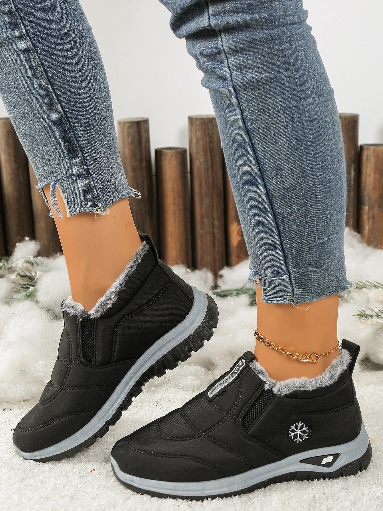 Bottes de neige chaudes en polaire pour femmes