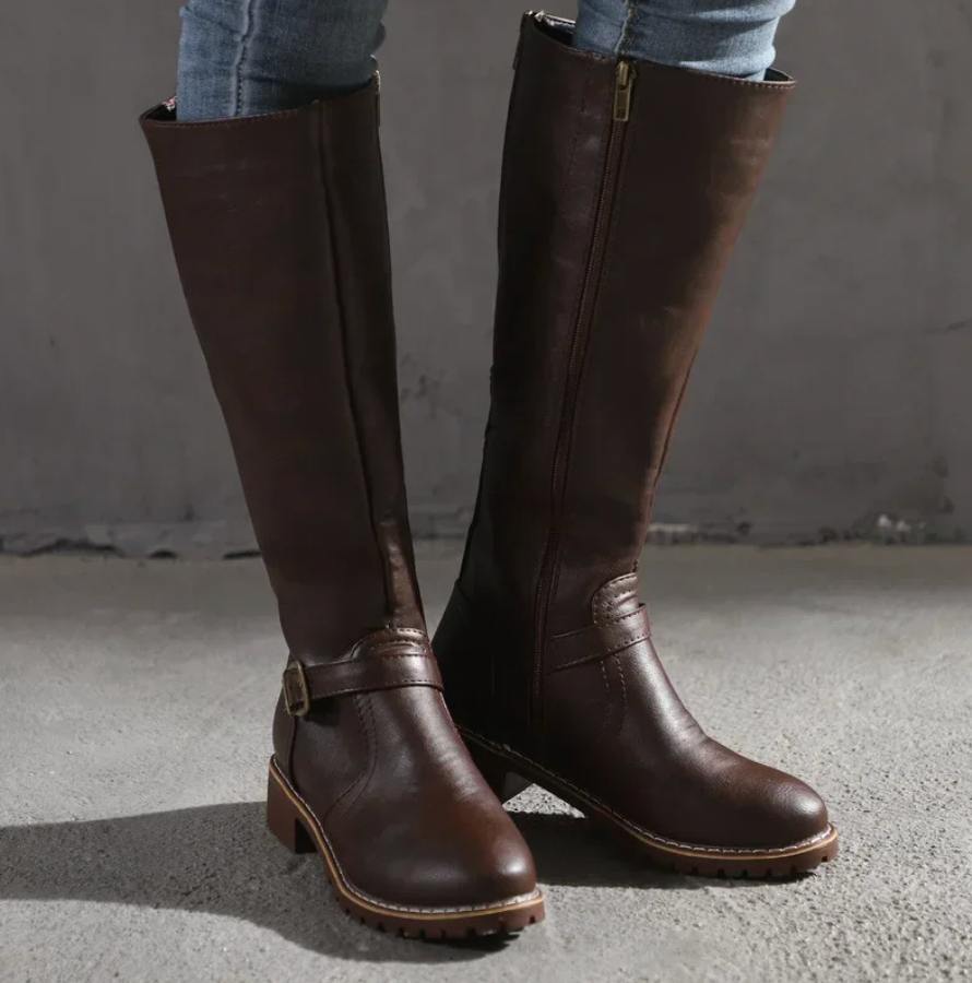 Bottes hautes pour femmes | Hauteur genou avec fermeture éclair latérale