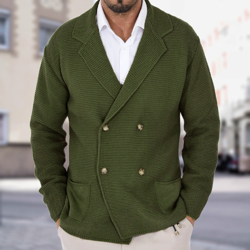 Cardigan homme col revers maille légère boutonnage double