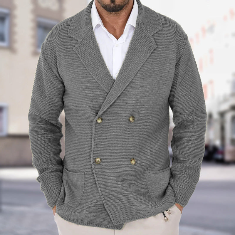 Cardigan homme col revers maille légère boutonnage double
