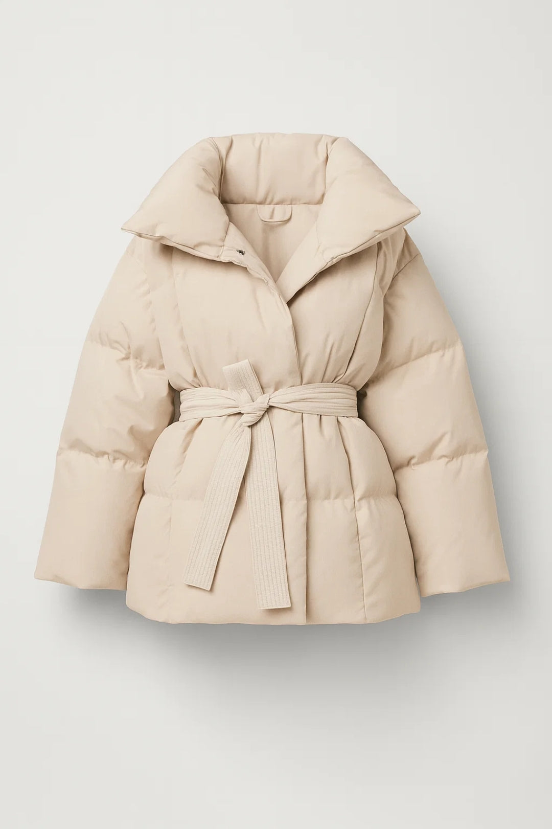 Doudoune femme ceinturée | Veste matelassée à col oversize hiver