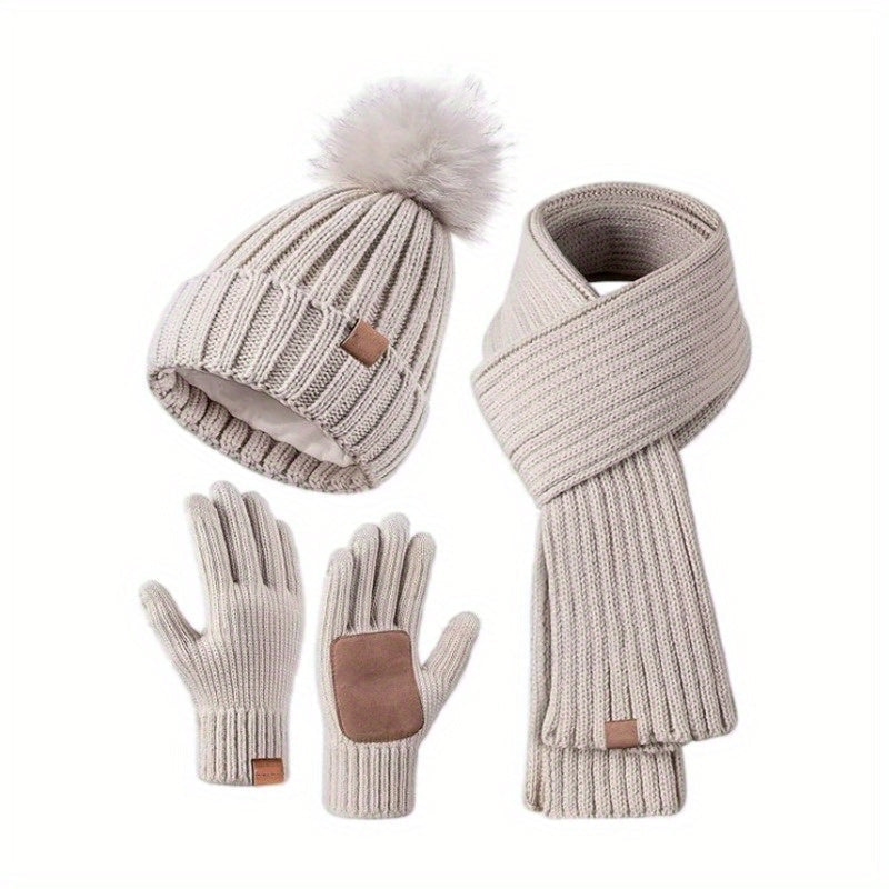 Ensemble accessoires hiver femme bonnet écharpe gants tactiles