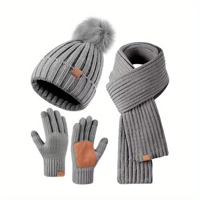 Ensemble accessoires hiver femme bonnet écharpe gants tactiles