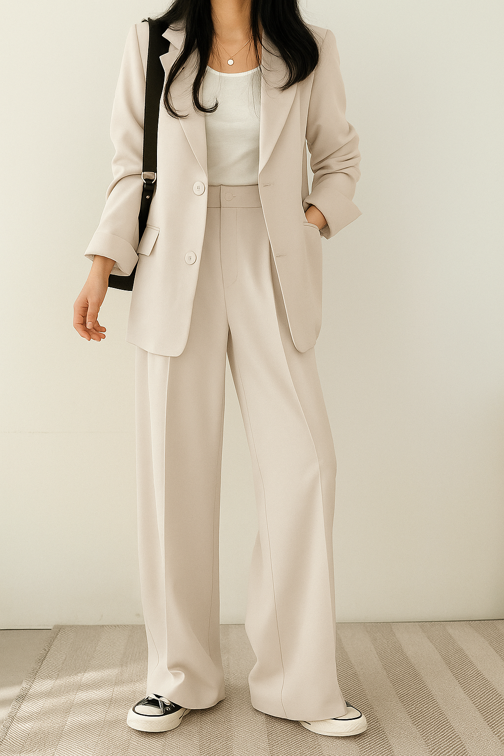 Ensemble tailleur femme deux pièces avec blazer et pantalon