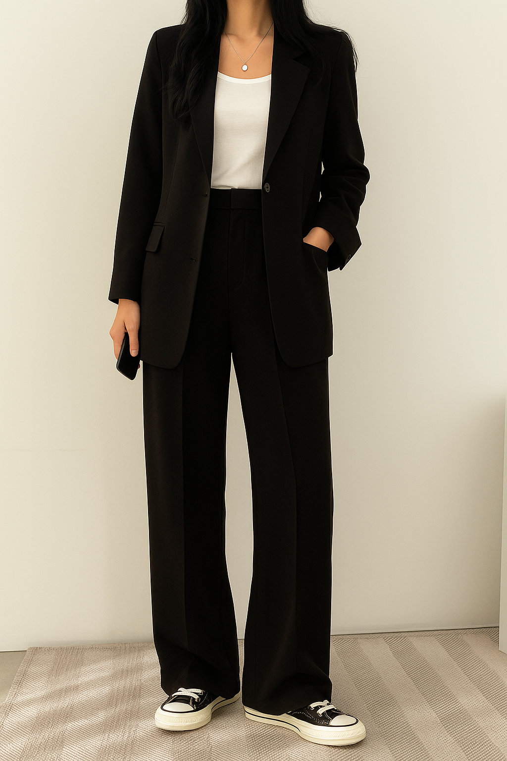 Ensemble tailleur femme deux pièces avec blazer et pantalon