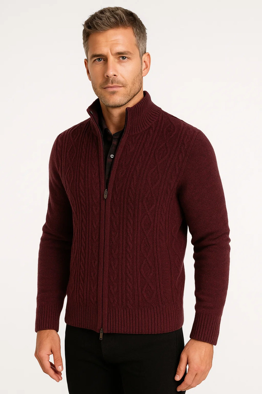 Gilet homme zippé | Coupe torsadée | Style chaud pour l’hiver