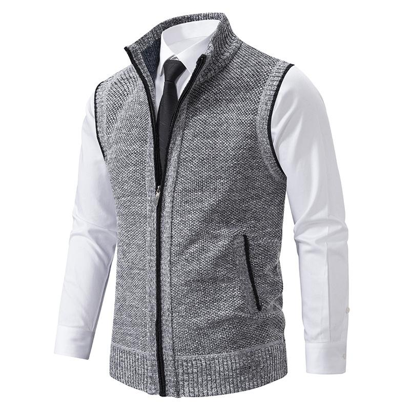 Gilet isolant homme sans manches à col montant zippé