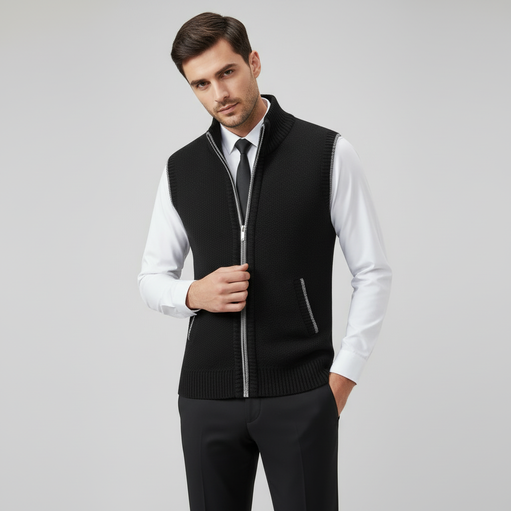 Gilet isolant pour homme sans manches à col montant