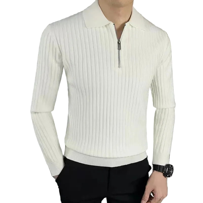 Polo à manches longues pour homme avec col zippé