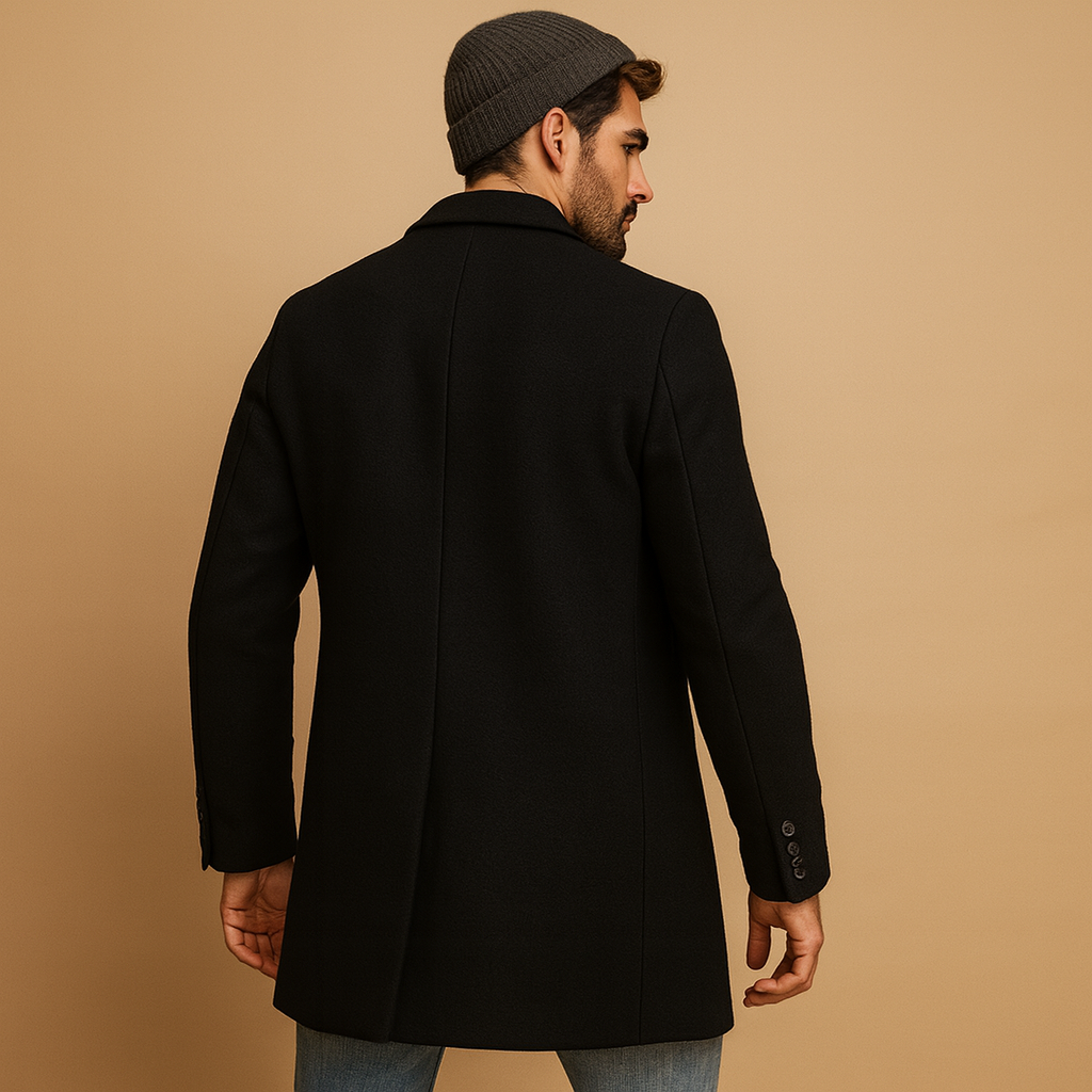 Manteau pour hommes | Manteau long à col classique avec fermeture avant