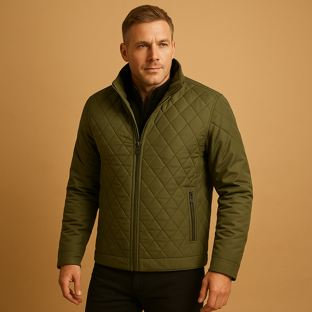 Manteau pour hommes | Manteau matelassé à col classique et fermeture avant