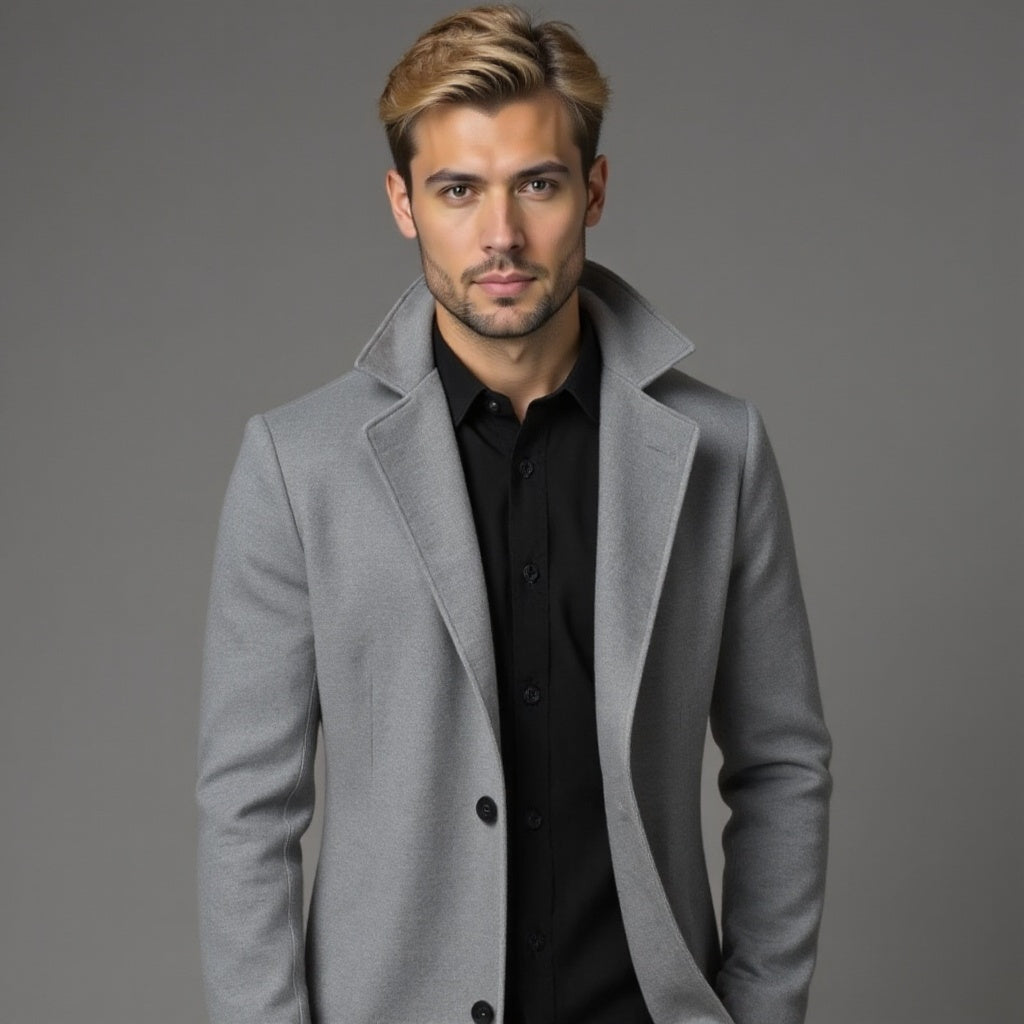 Manteau pour hommes | Manteau long ajusté avec col classique