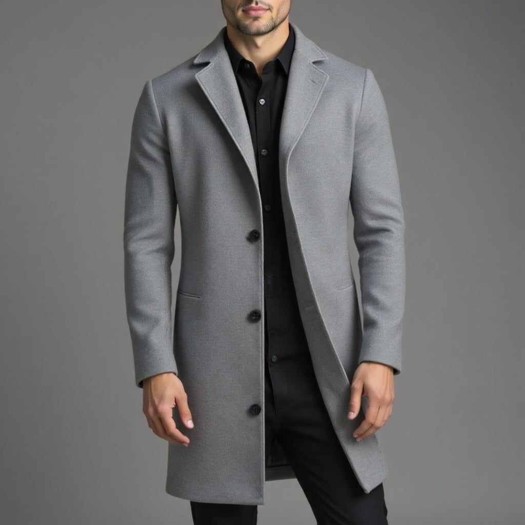 Manteau pour hommes | Manteau long ajusté avec col classique