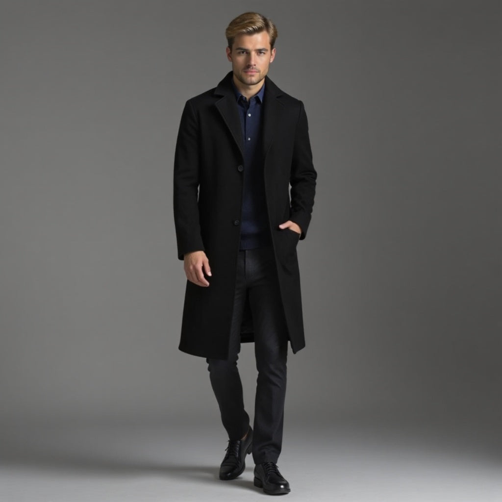 Manteau pour hommes | Manteau long ajusté avec col classique