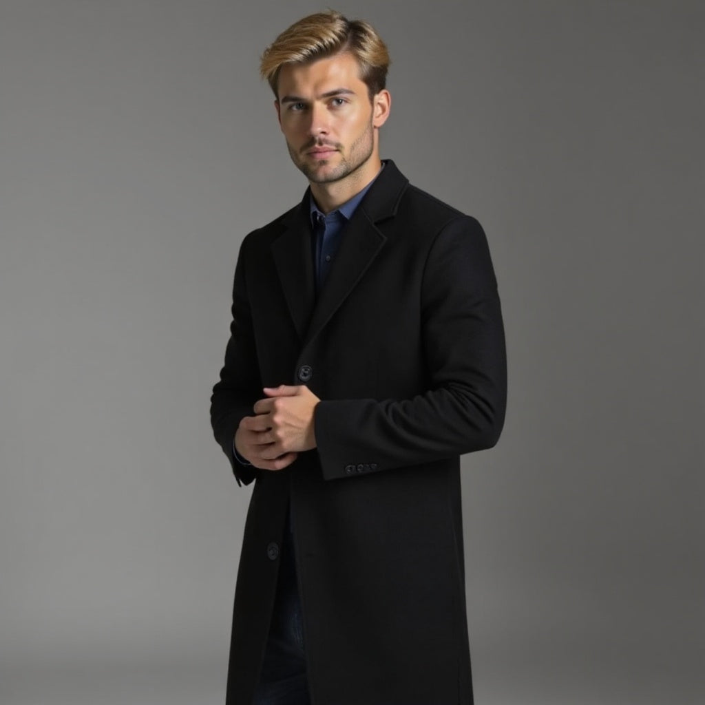 Manteau pour hommes | Manteau long ajusté avec col classique