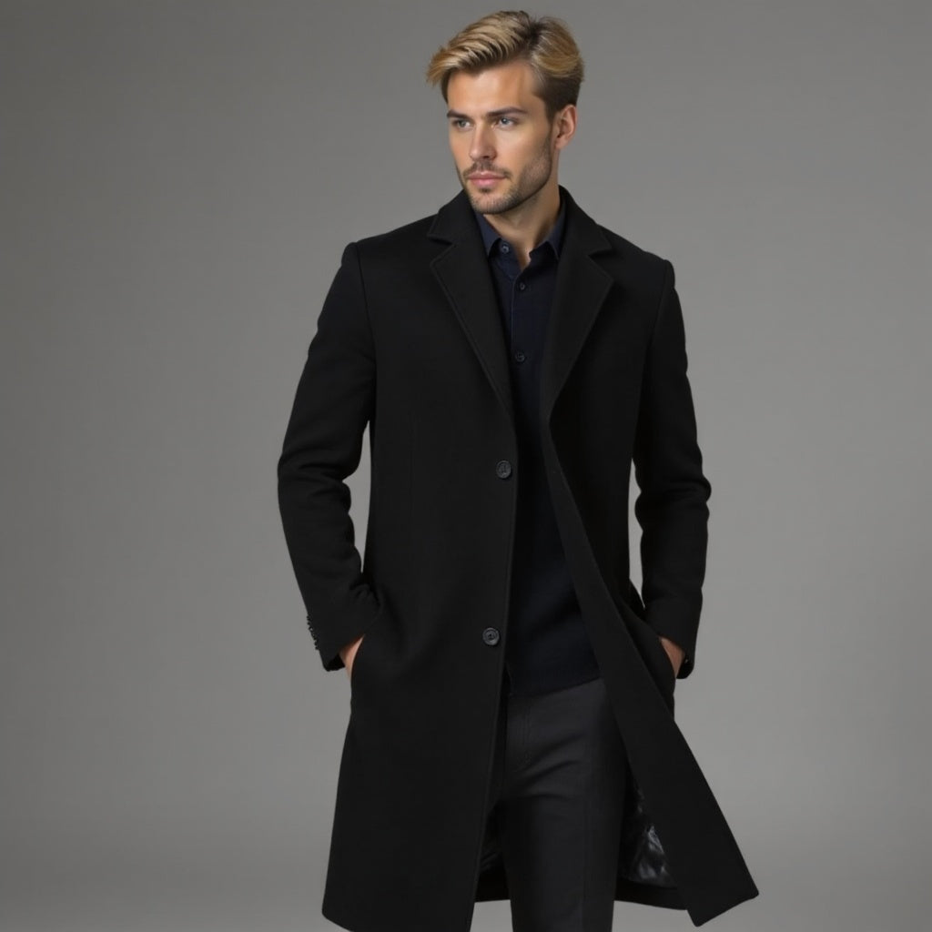 Manteau pour hommes | Manteau long ajusté avec col classique