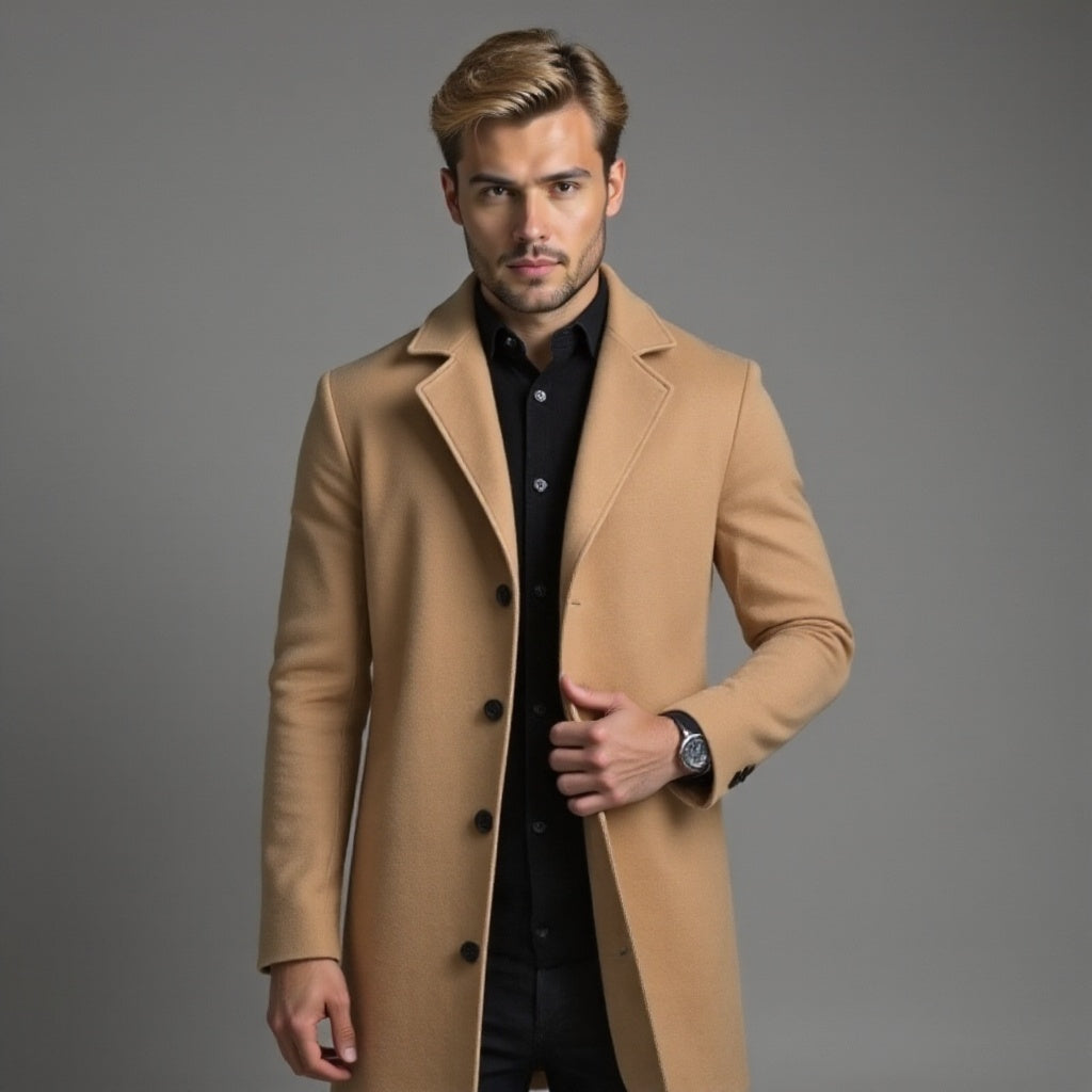Manteau pour hommes | Manteau long ajusté avec col classique