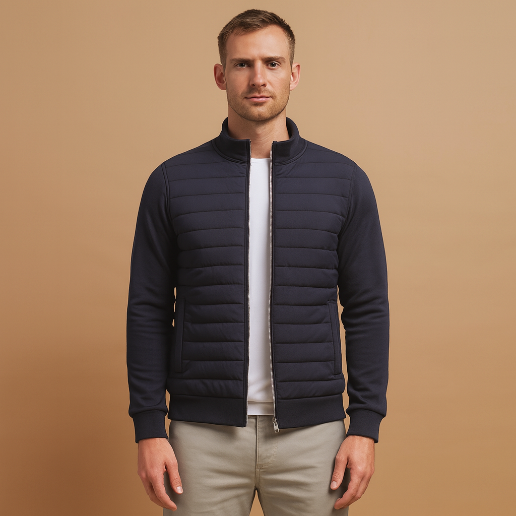 Manteau pour hommes | Veste matelassée à col montant avec fermeture avant