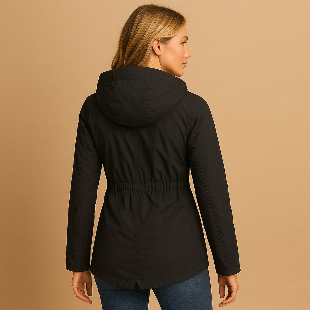 Manteau pour femme | Manteau long à capuche avec fermeture zippée avant