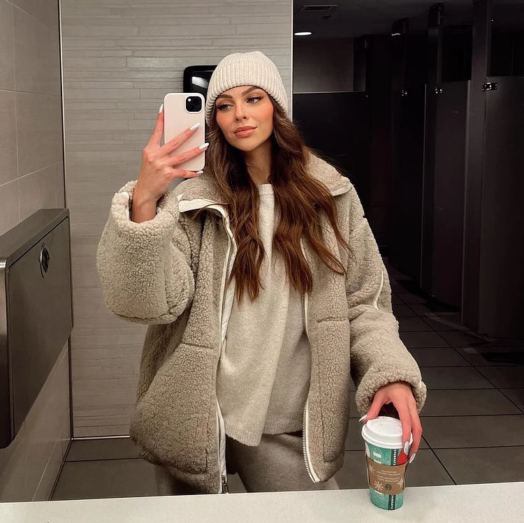 Veste teddy polaire pour femme | Coupe ample et usage quotidien