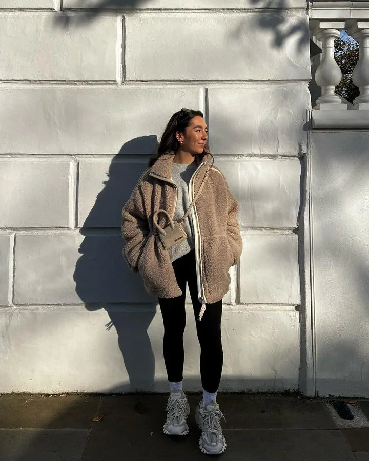 Veste teddy polaire pour femme | Coupe ample et usage quotidien