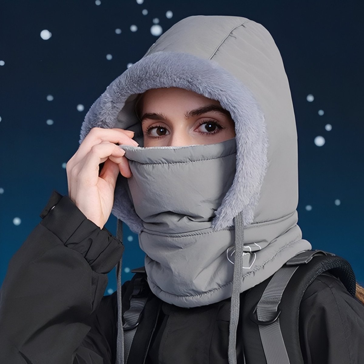 Cagoule thermique unisexe doublée usage hiver résistante à l’eau