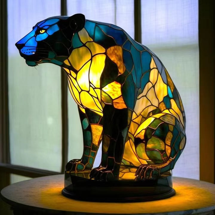 Fauve | Lampe Panthère Magique en verre coloré