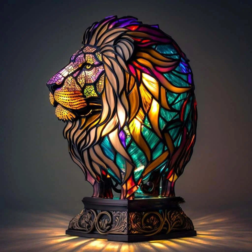 Simba | Lampe de Lion Magique en Verre Coloré