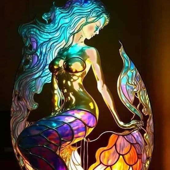 Arielle | Lampe de sirène magique en verre coloré