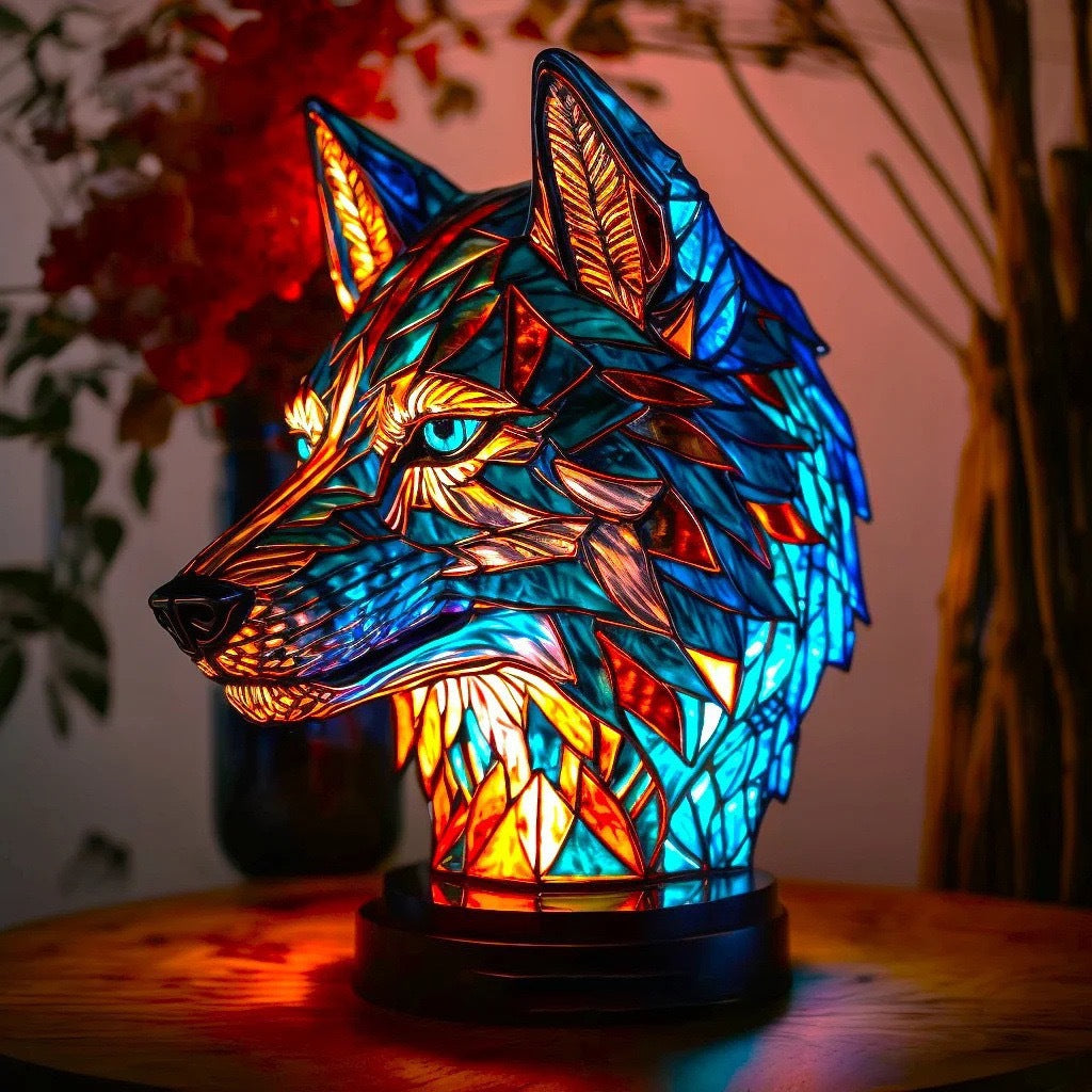 Blaze | Lampe magique en verre coloré en forme de loup